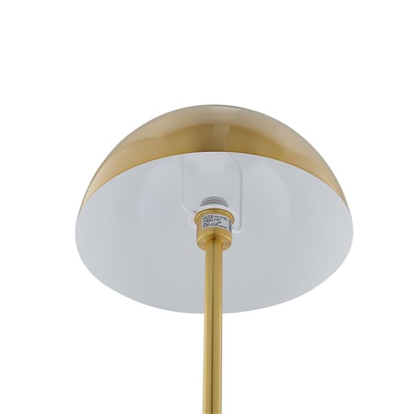 Inspired Home Lynnlee Floor Lamp, 6ft Power Cord, Marble Stone Base, Brass/White