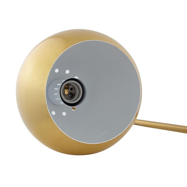 Inspired Home Zac Table Lamp, 5ft Power Cord, Marble Stone Base, Brass