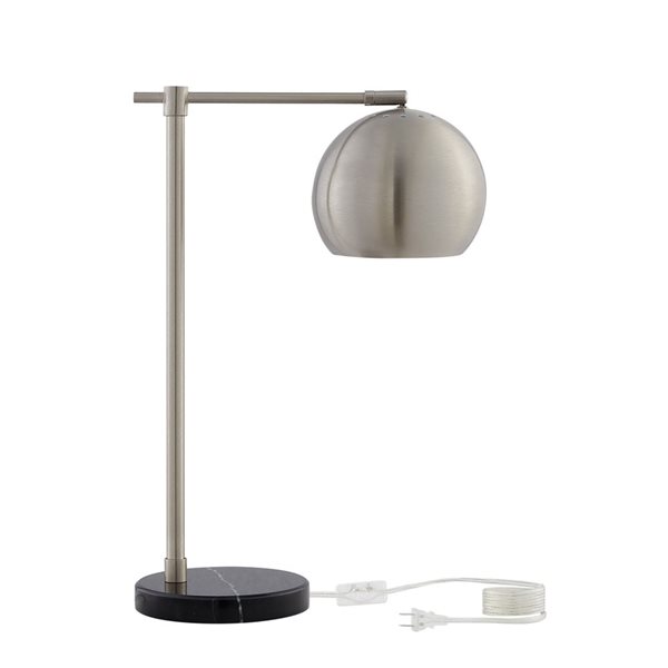 Inspired Home Kahlil Table Lamp, 5ft Power Cord, Marble Base, Stainless Steel