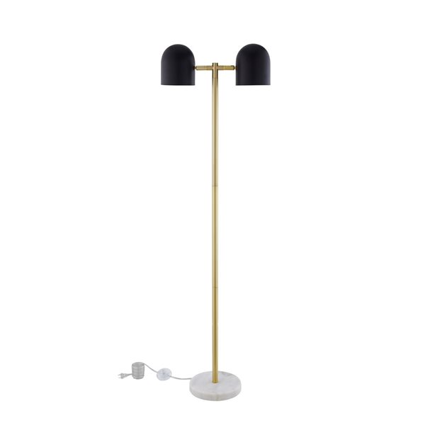 Inspired Home Jaydah Floor Lamp, 6ft Power Cord, Foot Switch, 2 Lights, Black