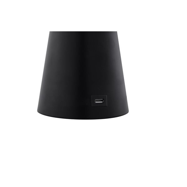 Inspired Home Esai Table Lamp, USB Charger, Black