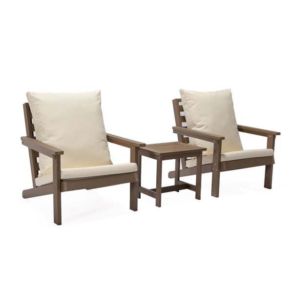 Inspired Home Maylani Outdoor 3pc Seating Set : 2 Armchairs, 1 Table, Teak