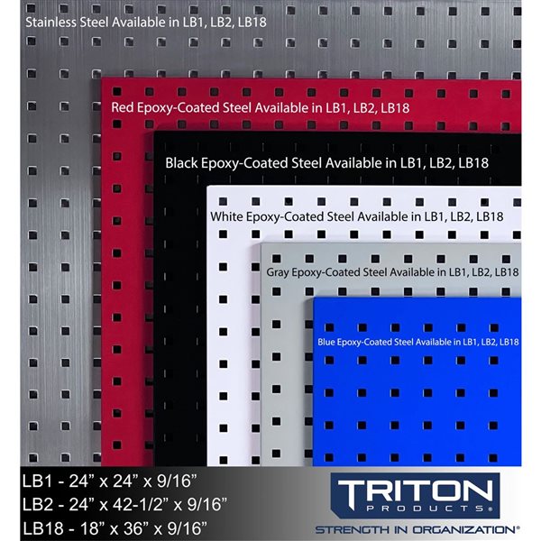 Triton Product LocBoard 2-Piece Red Epoxy Coated 18-Gauge Steel Square Hole Pegboards and Hardware - 24 x 24-in