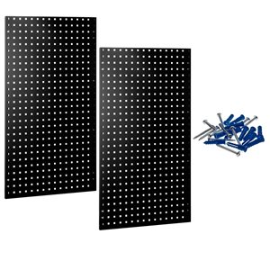 Triton Product LocBoard 2-Pc Black Epoxy Coated 18-Gauge Steel Square Hole Pegboards and Hardware - 24 x 42 ½-in