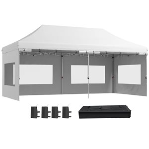 Abri-soleil escamotable Outsunny 20 x 10 pi blanc