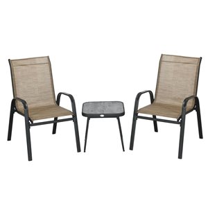 Outsunny 3-Piece Patio Bistro Set with Stackable Chairs and Square Table
