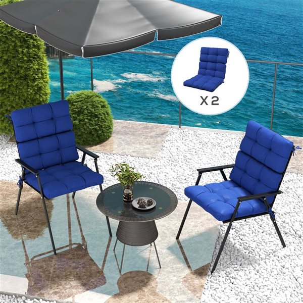 Outsunny Set of 2 Button Tufted Outdoor Chair Cushions with Ties