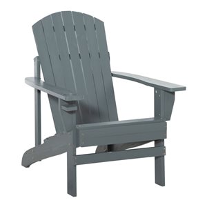 Outsunny Dark Grey Classic Adirondack Chair with Cup Holder for Backyard