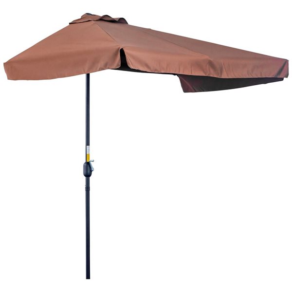 Outsunny 7.5-ft Coffee Outdoor Patio Half Umbrella with Crank Handle