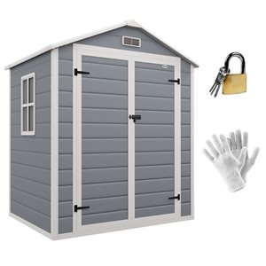 Outsunny 6 x 4.5-ft Lockable Outdoor Storage Shed with Double Doors Vent