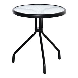 Table d'appoint d'extérieur Outsunny ronde avec plateau en verre trempé