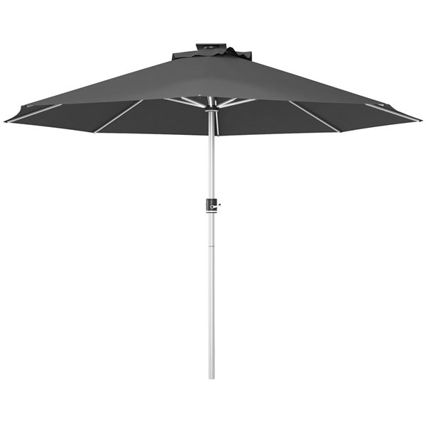 Parasol de patio Outsunny avec charge solaire et USB Type-c