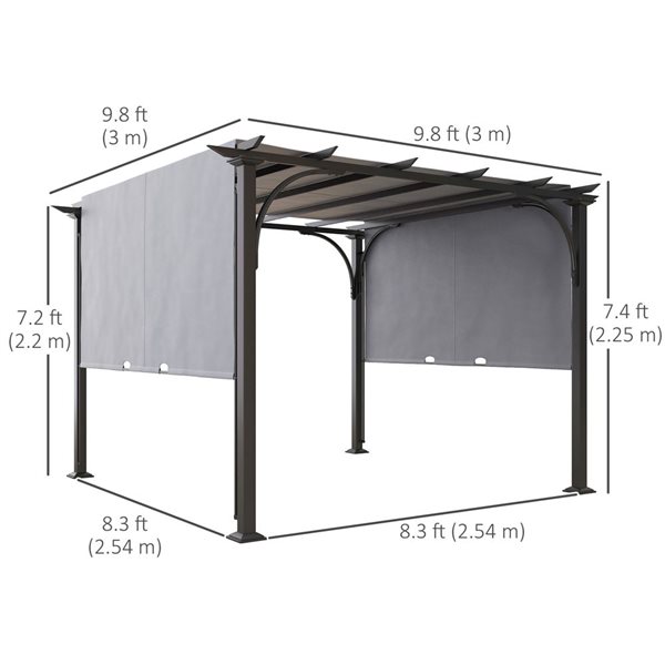 Outsunny 9.8 x 9.8-ft Grey Outdoor Pergola