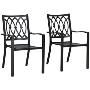 Outsunny 2-Piece Black Outdoor Stackable Dining Chairs