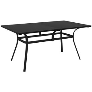 Outsunny Patio Table for 6 People with Steel Legs and Metal Tabletop
