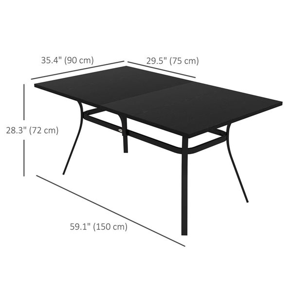 Outsunny Patio Table for 6 People with Steel Legs and Metal Tabletop