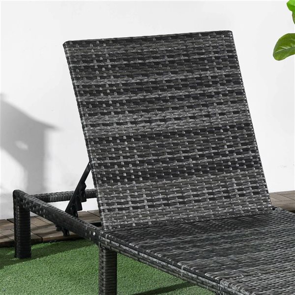 Outsunny Adjustable Outdoor Chaise Lounge with Reclining Back Headrest