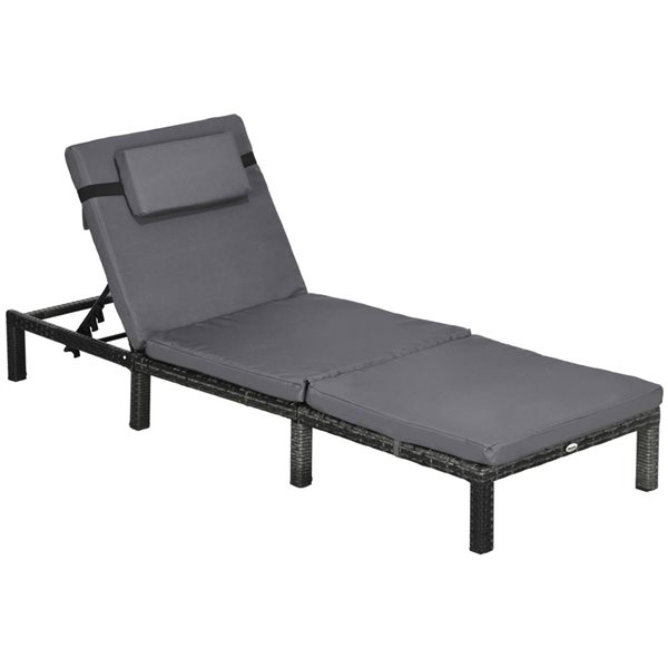 Chaise longue d'extérieur Outsunny avec appui-tête et dossier inclinable