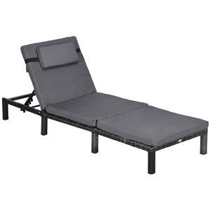 Outsunny Adjustable Outdoor Chaise Lounge with Reclining Back Headrest