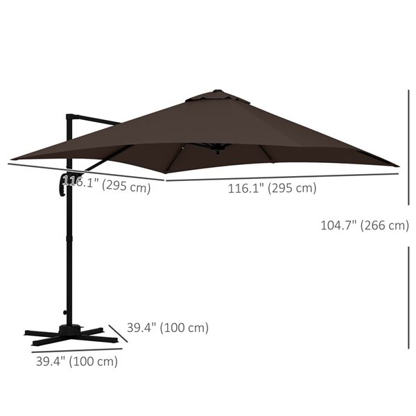 Parasol Outsunny en porte-à-faux carré de 10 pi