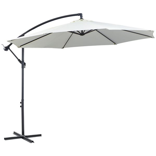 Outsunny 9.7-ft Cream White Offset Patio Umbrella with Base 84D-037CW ...