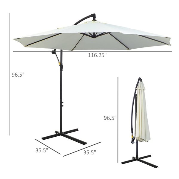 Outsunny 9.7-ft Cream White Offset Patio Umbrella with Base