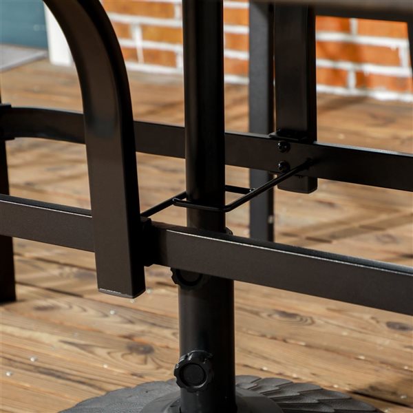 Outsunny 59-in Brown Outdoor Dining Table for Six with Parasol Hole