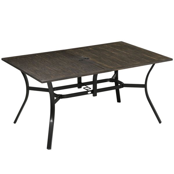Outsunny 59-in Brown Outdoor Dining Table for Six with Parasol Hole
