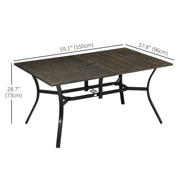 Outsunny 59-in Brown Outdoor Dining Table for Six with Parasol Hole