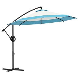 Parasol de patio Outsunny en porte-à-faux de 10pi avec manivelle bleu