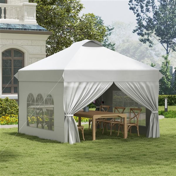 Outsunny 10x10 Pop Up Canopy With Sides Outsunny 10 X 10-ft White Outdoor Pop Up Canopy Tent With