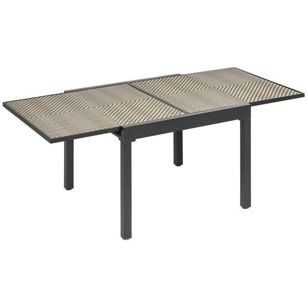 Table de salle à manger extensible Outsunny en rotin, marron