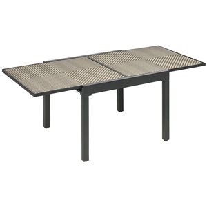 Table de salle à manger extensible Outsunny en rotin, marron