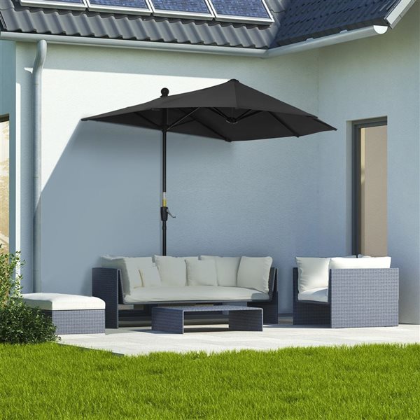 Parasol de patio Outsunny 6,6 x 6 pieds avec auvent double face, base