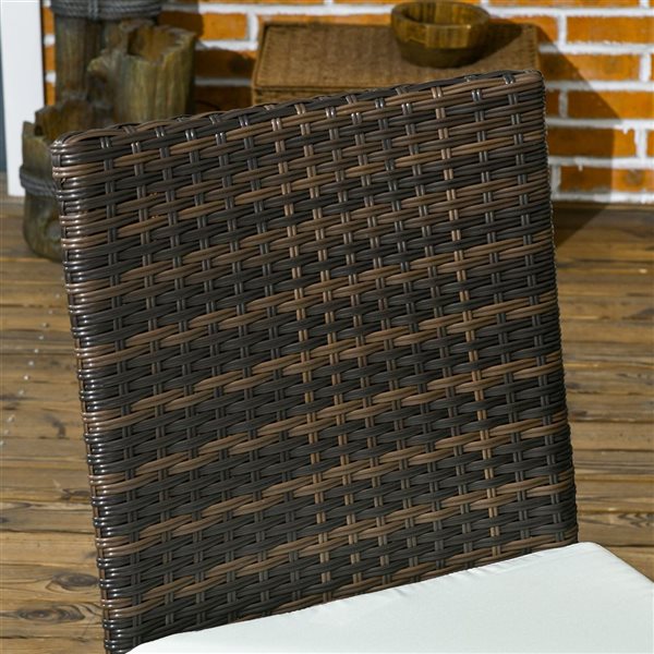 Outsunny Brown Wicker Outdoor Dining Chairs with Cushion