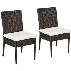 Outsunny Brown Wicker Outdoor Dining Chairs with Cushion