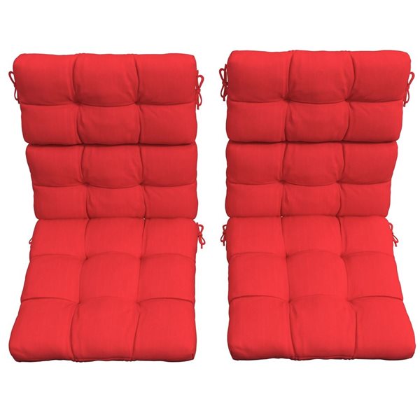 Outsunny Set of 2 Button Tufted Outdoor Chair Cushions with Ties