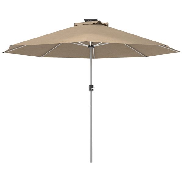 Parasol de patio Outsunny avec charge solaire et USB Type-c