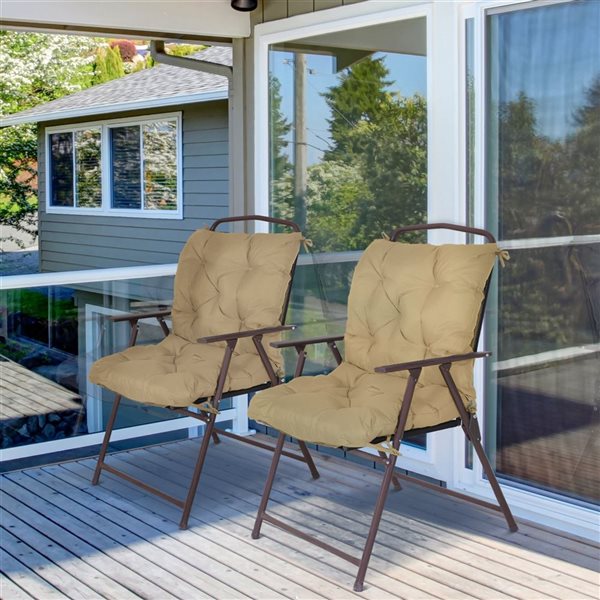 Outsunny Set Of 2 Garden Chair Cushions with Backrest