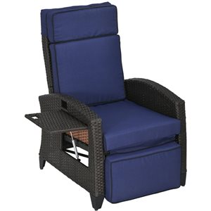 Outsunny Blue Outdoor Recliner Chair with Adjustable Backrest and Cushion