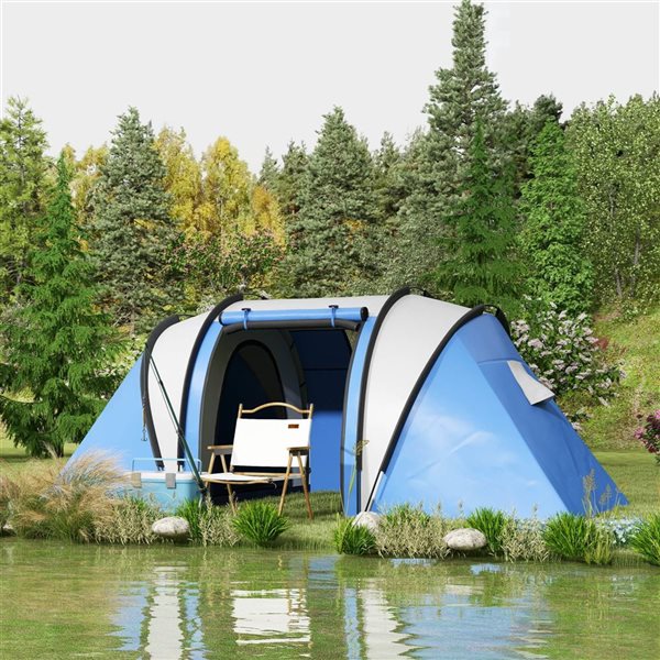 Tente familiale Outsunny étanche 3000 mm avec 2 chambres et salon