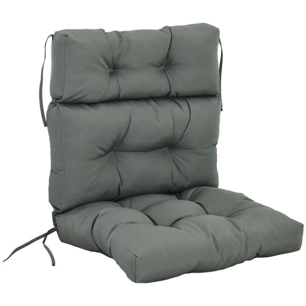 Outsunny Grey Outdoor Seat/Back Chair Cushion with Ties