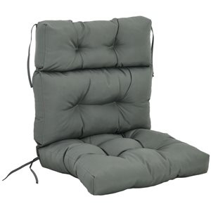Outsunny Grey Outdoor Seat/Back Chair Cushion with Ties