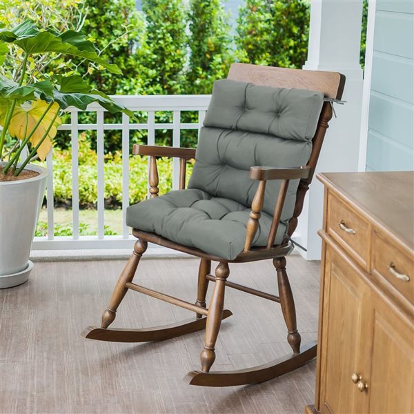 Outsunny Grey Outdoor Seat/Back Chair Cushion with Ties