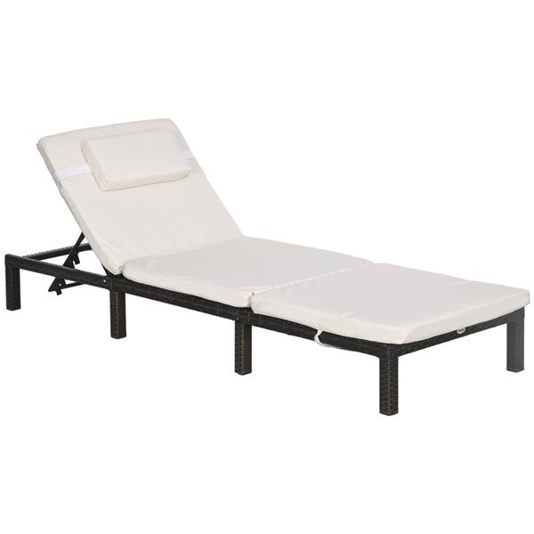 Outsunny Adjustable Outdoor Chaise Lounge with Reclining Back Headrest