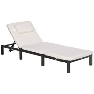 Outsunny Adjustable Outdoor Chaise Lounge with Reclining Back Headrest