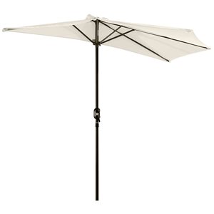 Outsunny 9.8-ft Cream Outdoor Patio Half Umbrella with Crank Handle