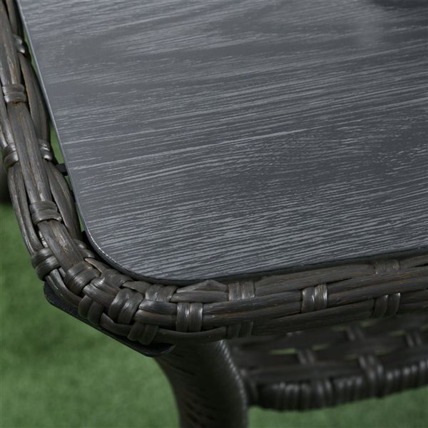 Outsunny Black Rattan Outdoor Coffee Table with 2-Layer Storage Shelf