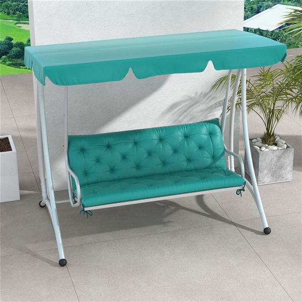 Outsunny Outdoor 3-Seater Blue Bench Cushions