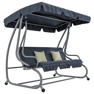Balançoire de jardin couverte Outsunny, Hamac 3 places avec auvent